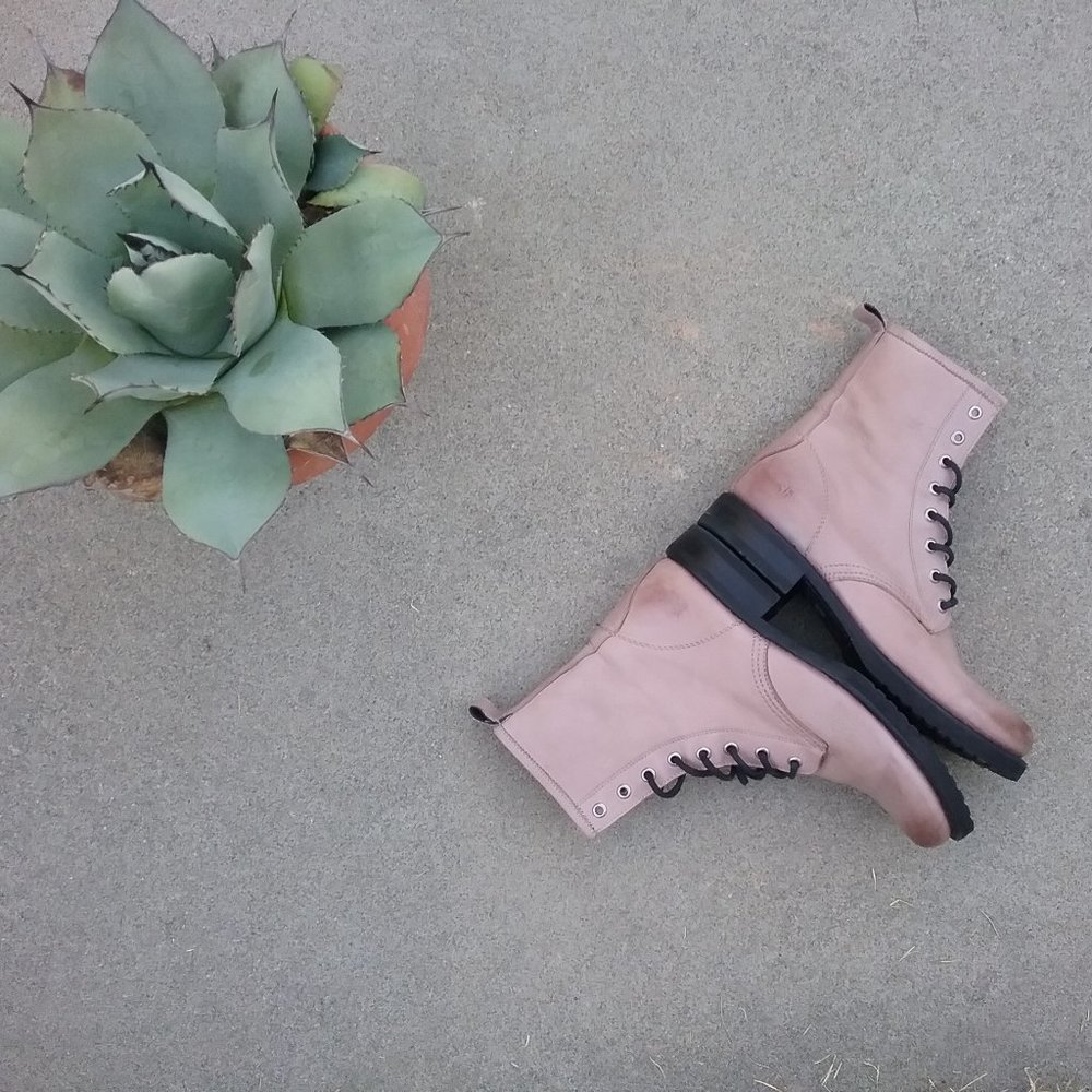 Frye Veronica Leather Lace Up Combat Boots Size 8